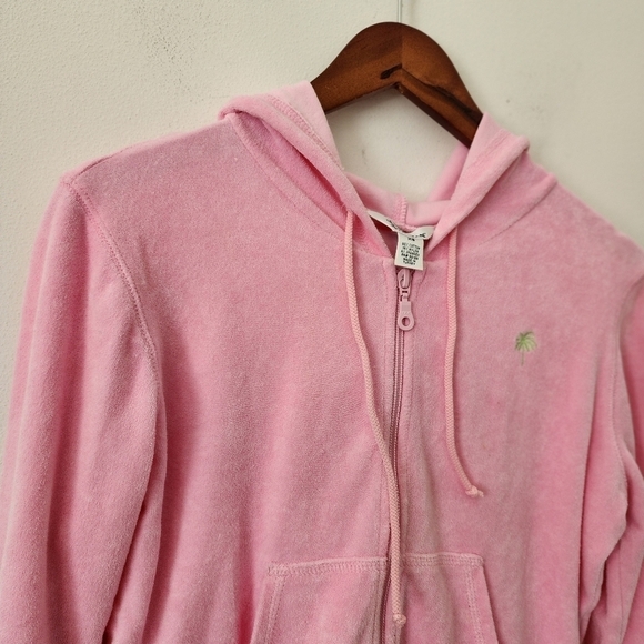 Vtg Lilly Pulitzer Barbie Pink Knit Hoodie Sweater Zip Up Vintage Size XS - Picture 8 of 12